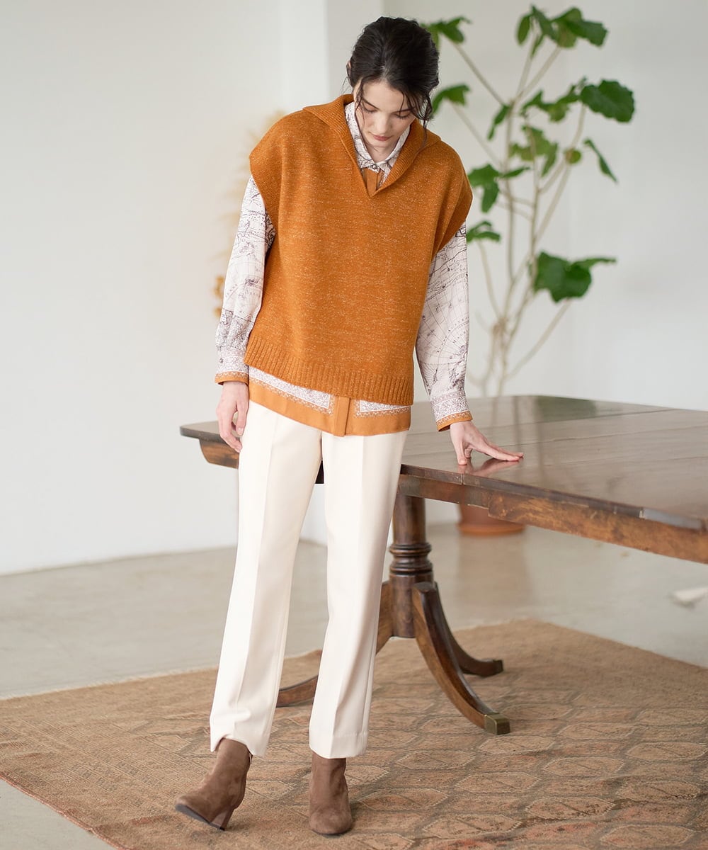 PRLAD38270 CHRISTIAN AUJARD(クリスチャン・オジャール) 裏起毛ステックパンツ ホワイト