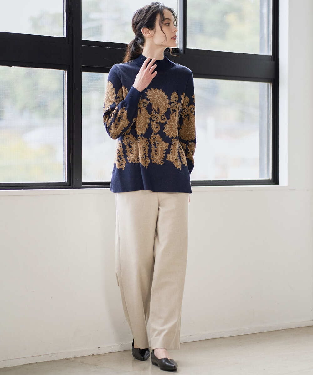 PRLAD47290 CHRISTIAN AUJARD(クリスチャン・オジャール) ウエストゴムセミワイドパンツ ベージュ