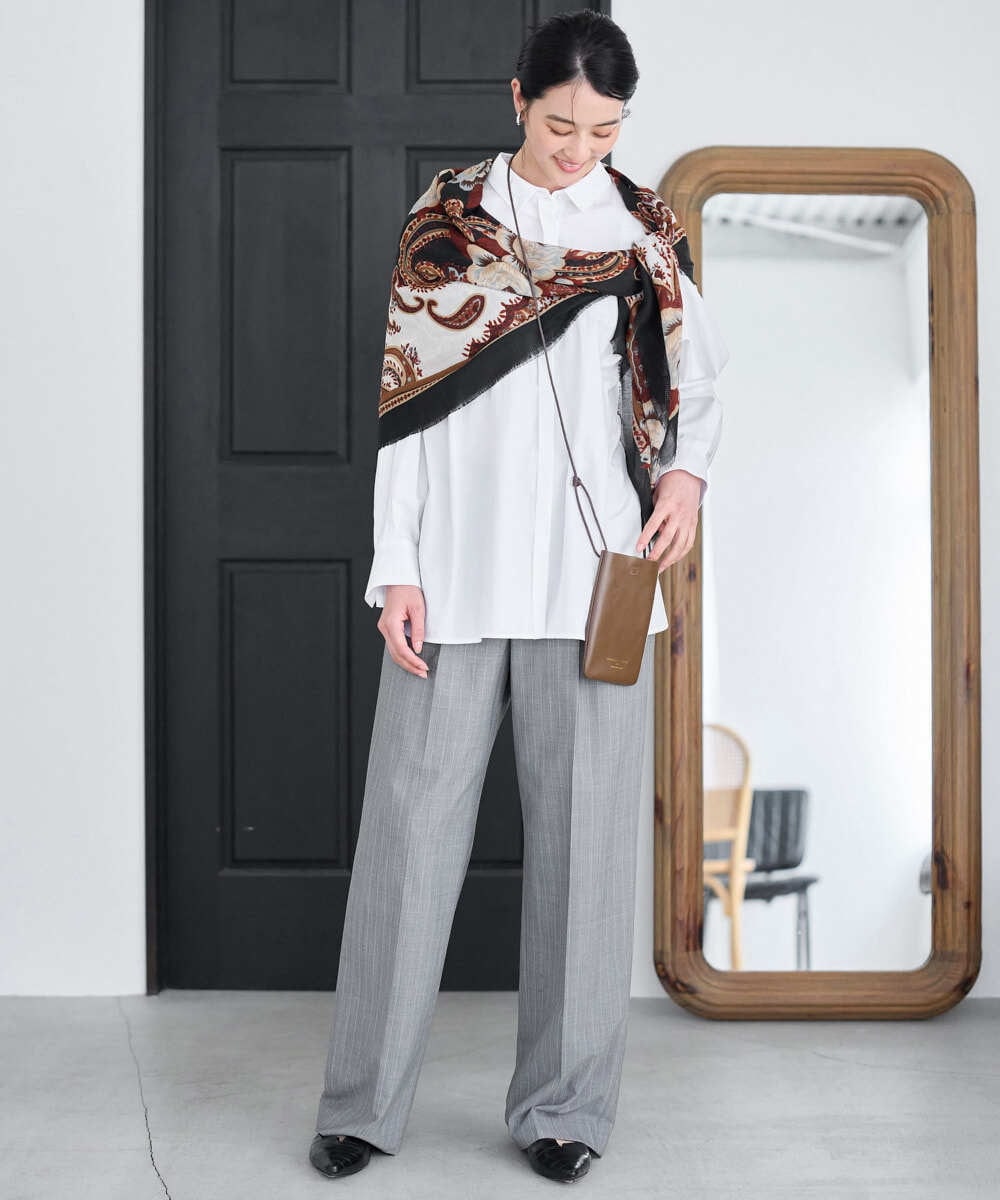 PRLAH06330 CHRISTIAN AUJARD(クリスチャン・オジャール) ファインウールストライプタックパンツ ライトグレー