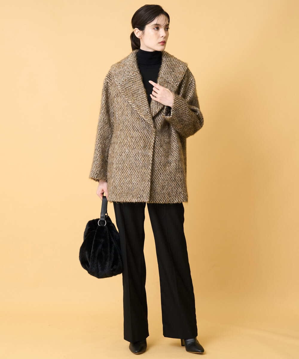 PRLCD11330 CHRISTIAN AUJARD(クリスチャン・オジャール) ラメストライプセミワイドパンツ ブラック