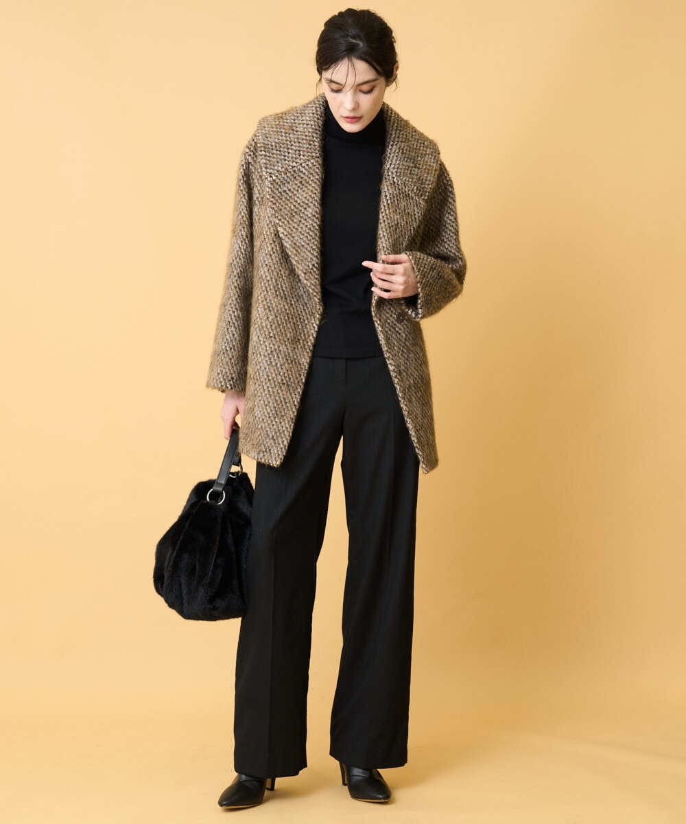 PRLCD11330 CHRISTIAN AUJARD(クリスチャン・オジャール) ラメストライプセミワイドパンツ ブラック