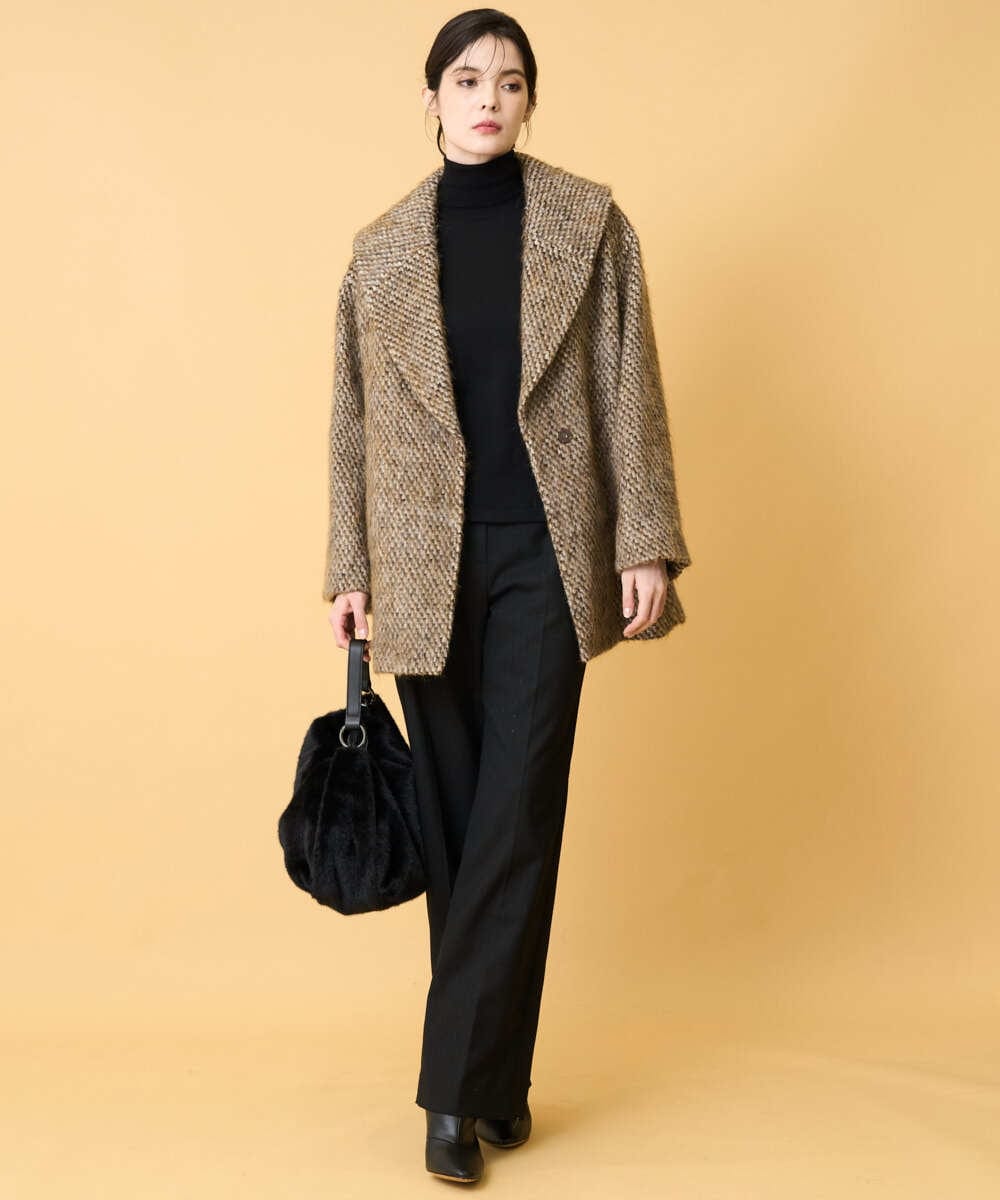 PRLCD11330 CHRISTIAN AUJARD(クリスチャン・オジャール) ラメストライプセミワイドパンツ ブラック