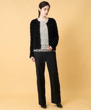 PRLCD11330 CHRISTIAN AUJARD(クリスチャン・オジャール) ラメストライプセミワイドパンツ ブラック