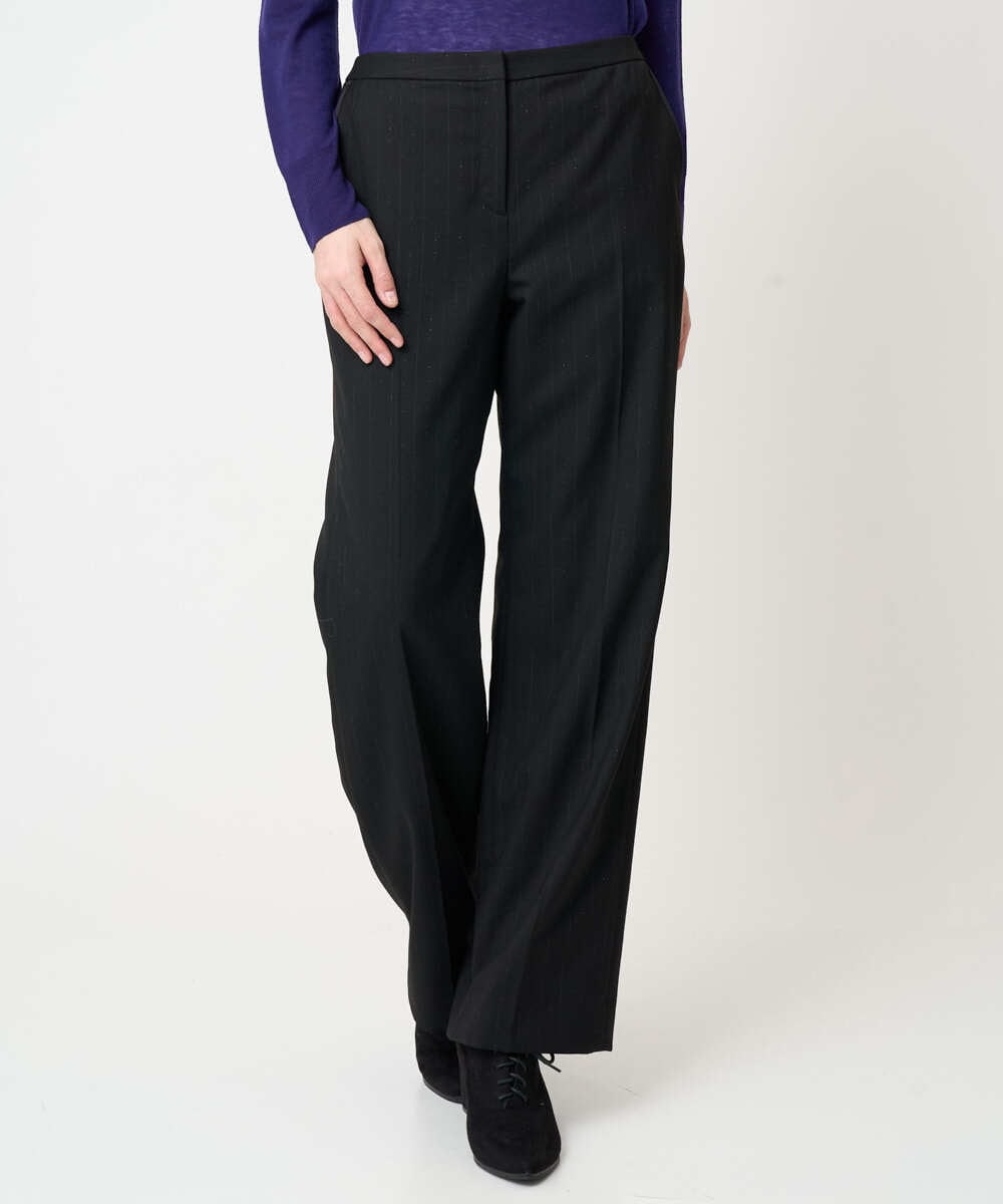 PRLCD11330 CHRISTIAN AUJARD(クリスチャン・オジャール) ラメストライプセミワイドパンツ ブラック