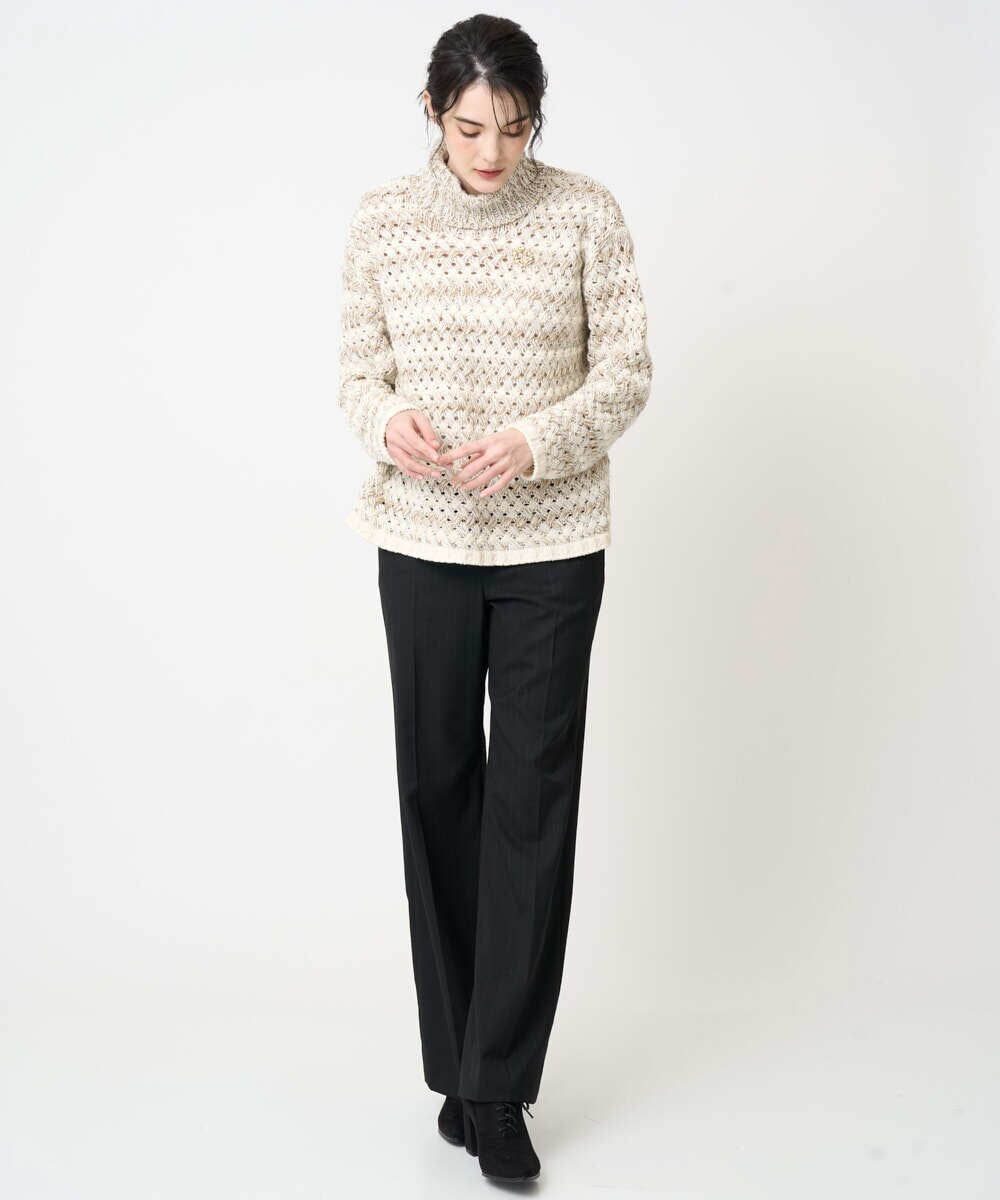 PRLCD11330 CHRISTIAN AUJARD(クリスチャン・オジャール) ラメストライプセミワイドパンツ ブラック