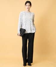 PRLCD11330 CHRISTIAN AUJARD(クリスチャン・オジャール) ラメストライプセミワイドパンツ ブラック