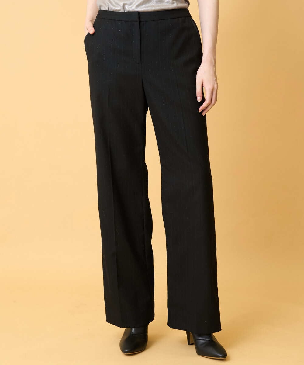 PRLCD11330 CHRISTIAN AUJARD(クリスチャン・オジャール) ラメストライプセミワイドパンツ ブラック