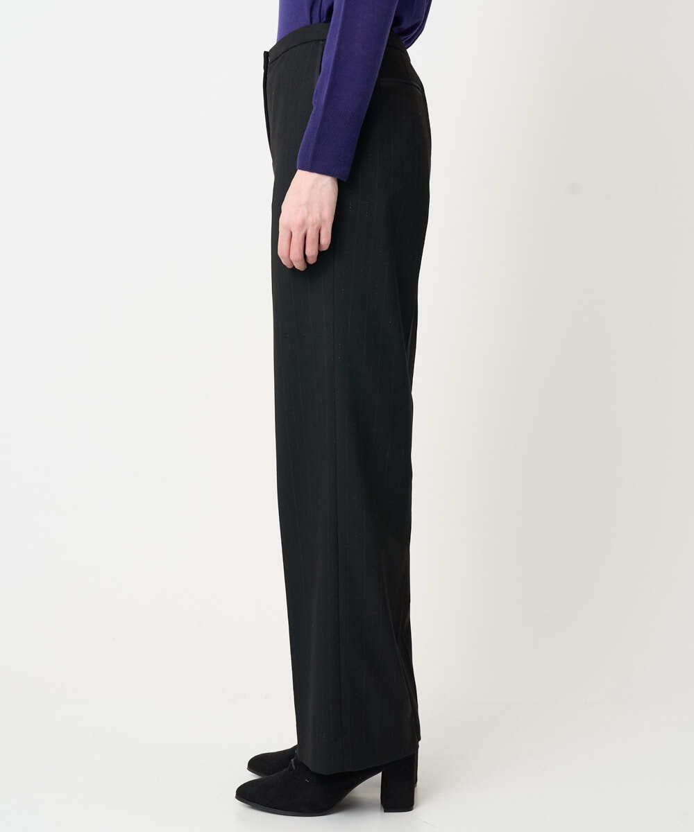 PRLCD11330 CHRISTIAN AUJARD(クリスチャン・オジャール) ラメストライプセミワイドパンツ ブラック