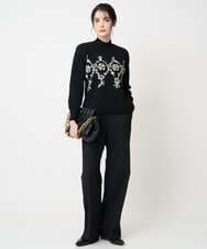 PRLCD11330 CHRISTIAN AUJARD(クリスチャン・オジャール) ラメストライプセミワイドパンツ ブラック