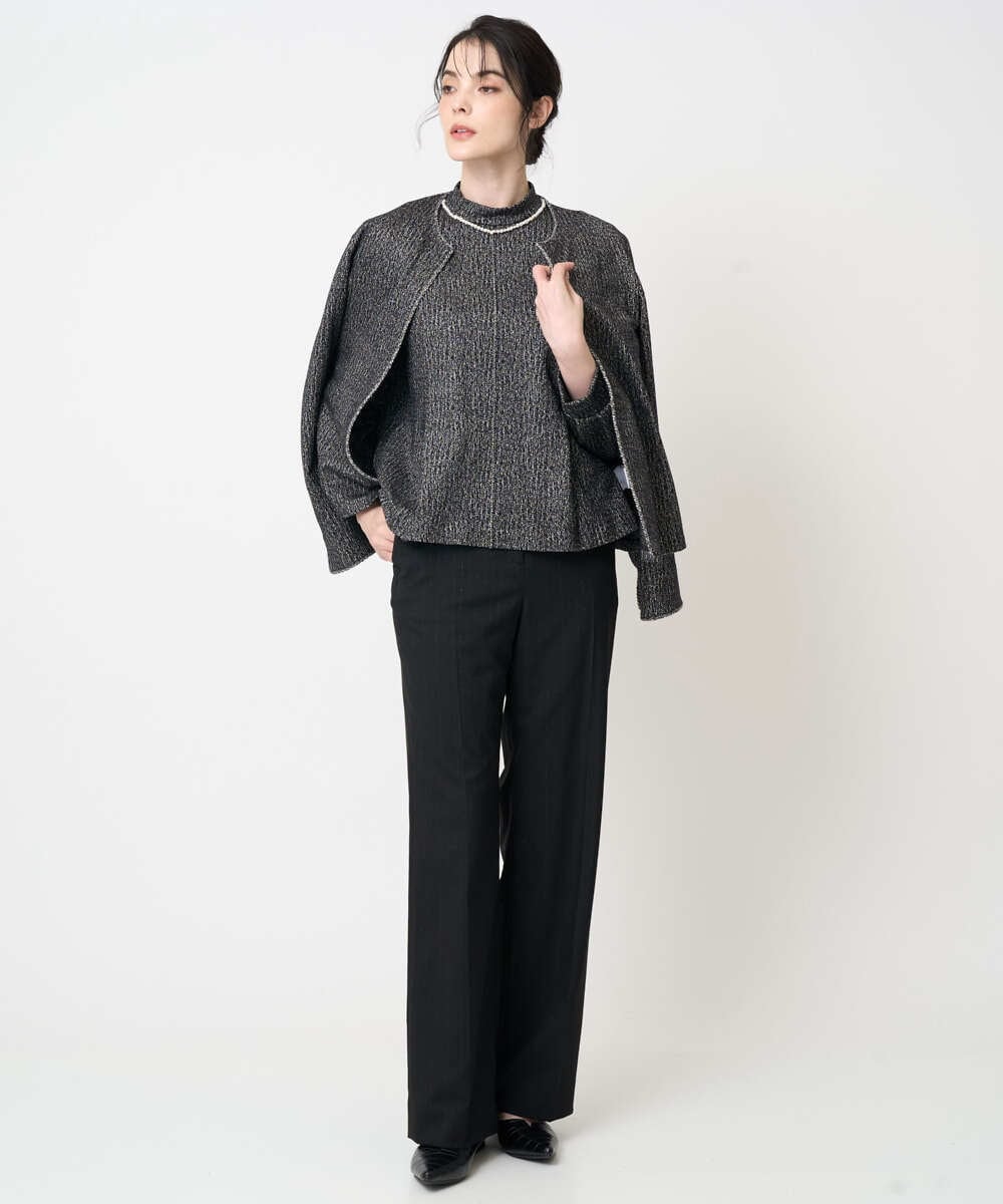 PRLCD11330 CHRISTIAN AUJARD(クリスチャン・オジャール) ラメストライプセミワイドパンツ ブラック