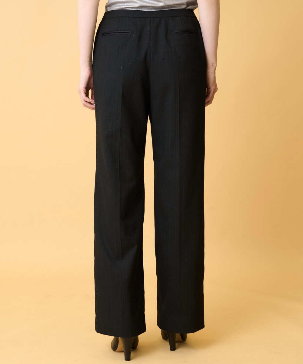 PRLCD11330 CHRISTIAN AUJARD(クリスチャン・オジャール) ラメストライプセミワイドパンツ ブラック