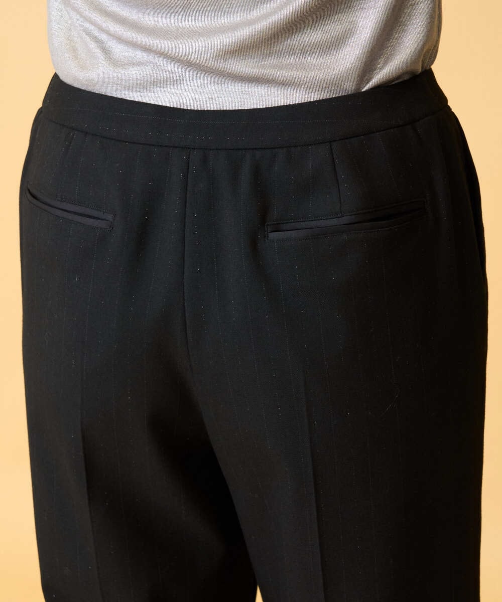 PRLCD11330 CHRISTIAN AUJARD(クリスチャン・オジャール) ラメストライプセミワイドパンツ ブラック