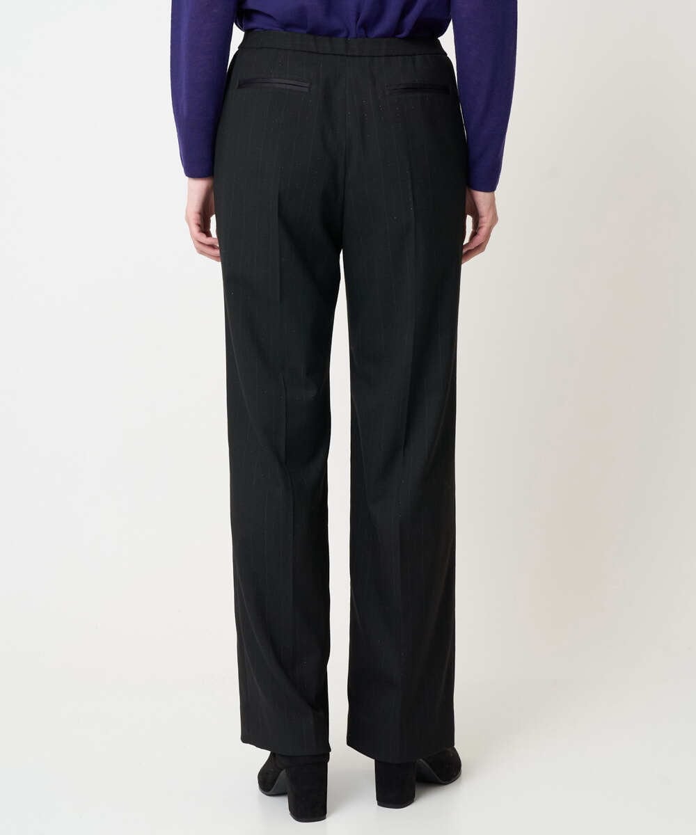 PRLCD11330 CHRISTIAN AUJARD(クリスチャン・オジャール) ラメストライプセミワイドパンツ ブラック