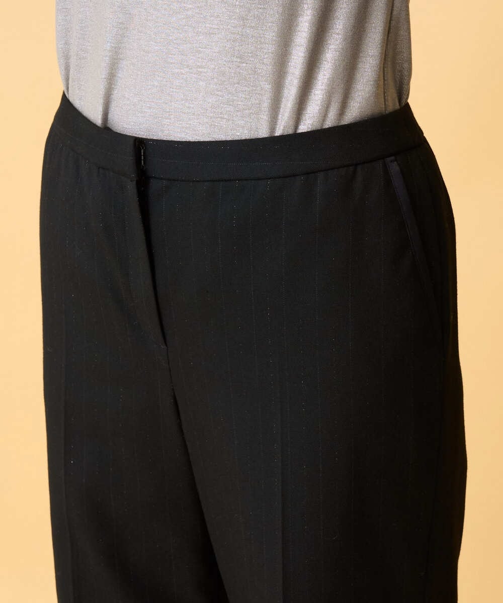 PRLCD11330 CHRISTIAN AUJARD(クリスチャン・オジャール) ラメストライプセミワイドパンツ ブラック