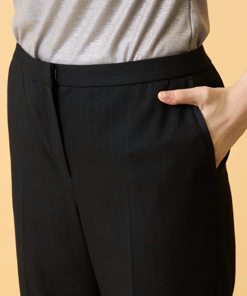 PRLCD11330 CHRISTIAN AUJARD(クリスチャン・オジャール) ラメストライプセミワイドパンツ ブラック