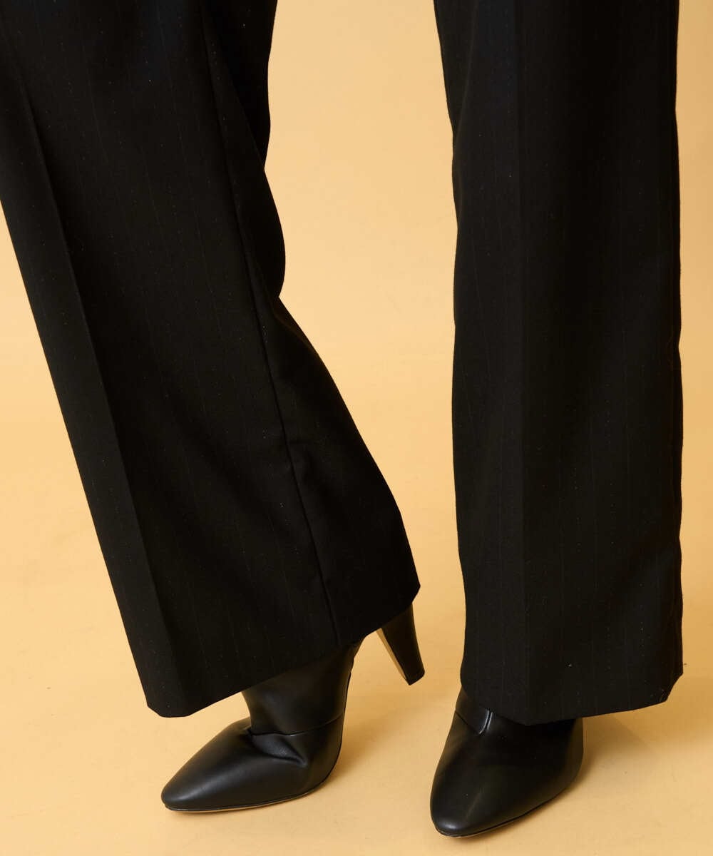 PRLCD11330 CHRISTIAN AUJARD(クリスチャン・オジャール) ラメストライプセミワイドパンツ ブラック