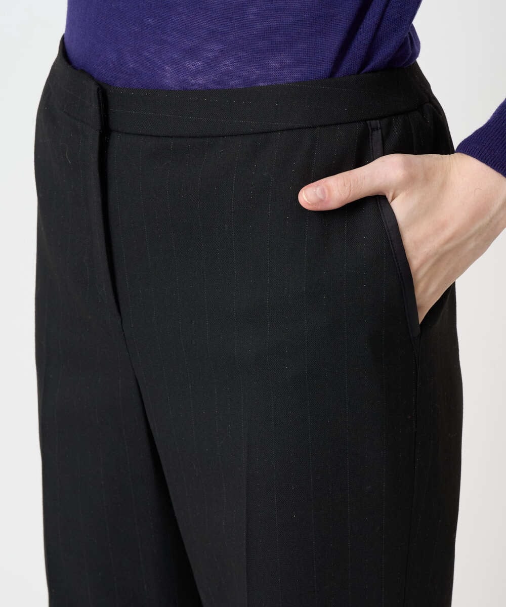 PRLCD11330 CHRISTIAN AUJARD(クリスチャン・オジャール) ラメストライプセミワイドパンツ ブラック