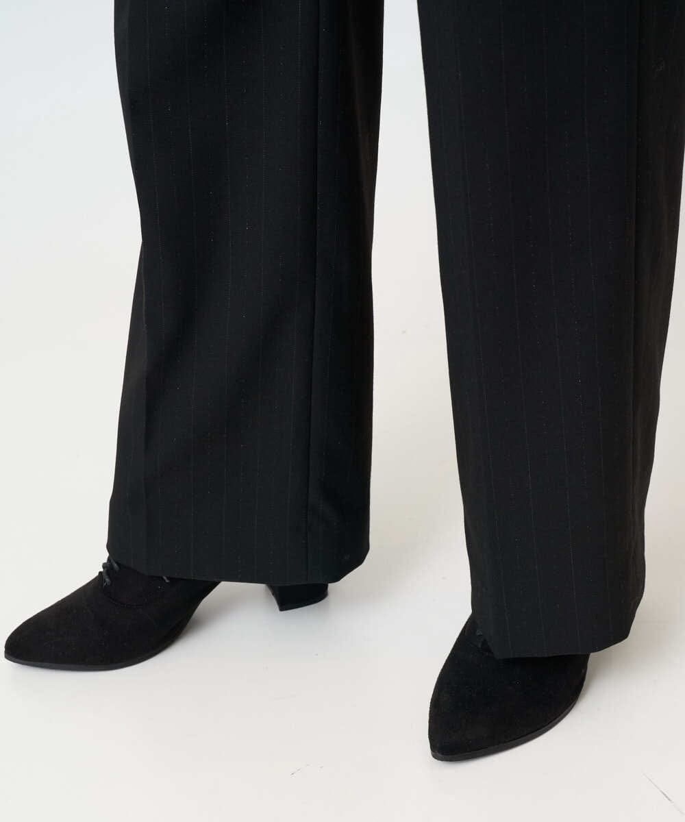 PRLCD11330 CHRISTIAN AUJARD(クリスチャン・オジャール) ラメストライプセミワイドパンツ ブラック