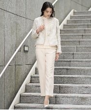 PRLEE06260 CHRISTIAN AUJARD(クリスチャン・オジャール) センタープレス美シルエットパンツ アイボリー