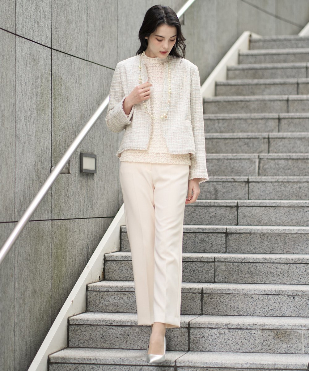 PRLEE06260 CHRISTIAN AUJARD(クリスチャン・オジャール) センタープレス美シルエットパンツ アイボリー