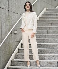 PRLEE06260 CHRISTIAN AUJARD(クリスチャン・オジャール) センタープレス美シルエットパンツ アイボリー