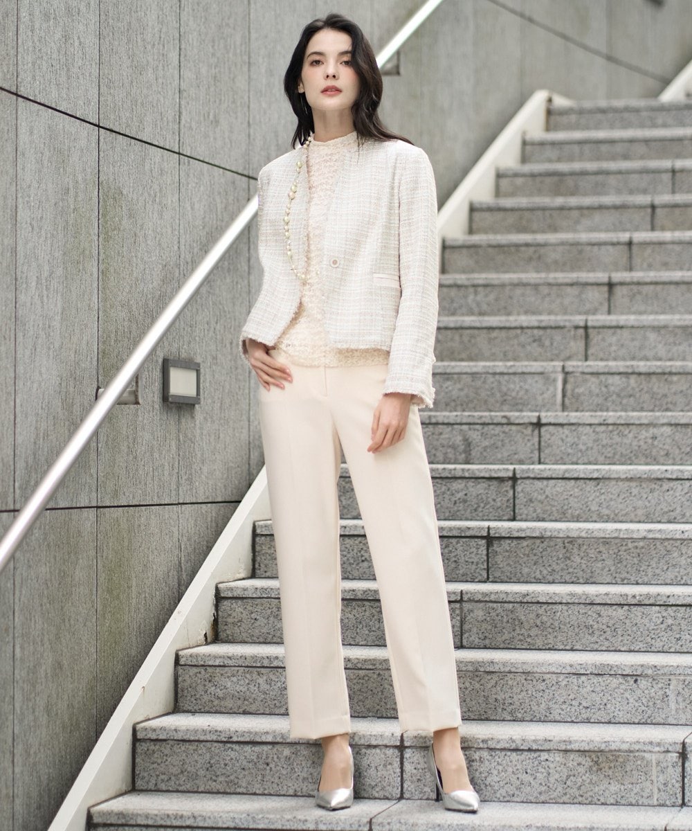 PRLEE06260 CHRISTIAN AUJARD(クリスチャン・オジャール) センタープレス美シルエットパンツ アイボリー