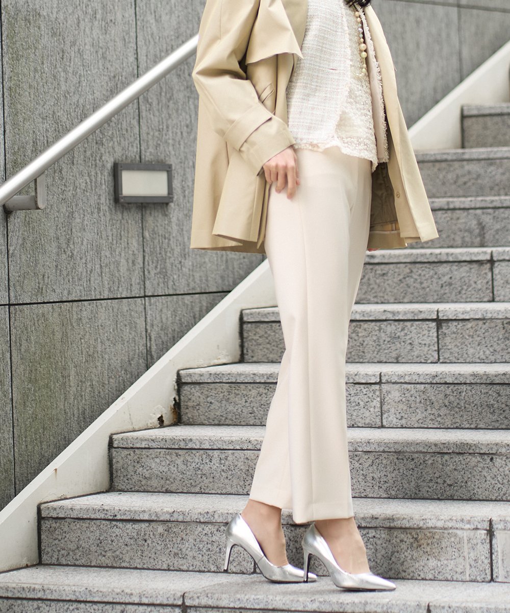 PRLEE06260 CHRISTIAN AUJARD(クリスチャン・オジャール) センタープレス美シルエットパンツ アイボリー