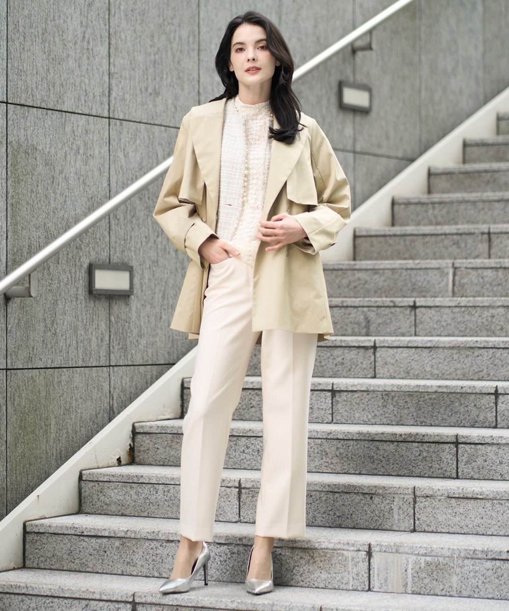 PRLEE06260 CHRISTIAN AUJARD(クリスチャン・オジャール) センタープレス美シルエットパンツ アイボリー