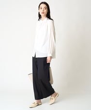 PRLEV28270 CHRISTIAN AUJARD(クリスチャン・オジャール) ステッチデザインセミワイドパンツ 黒×ブロンズシャンブレー