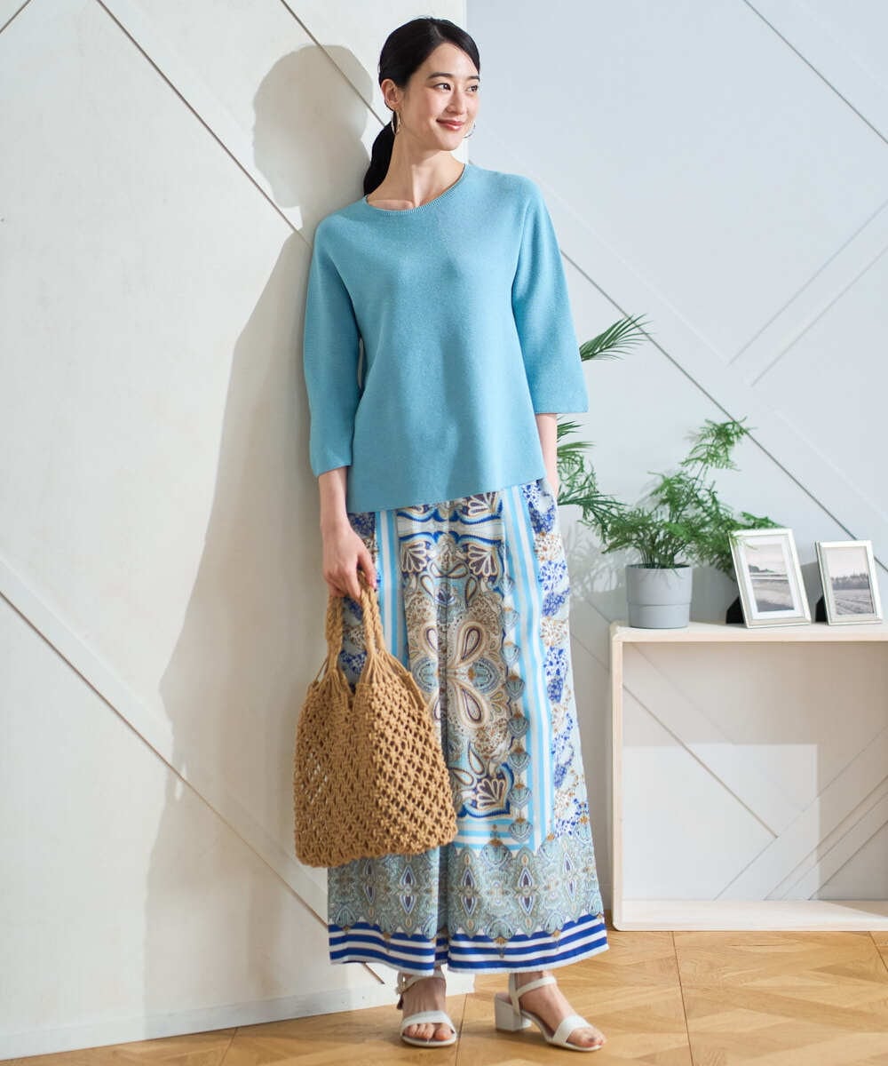 PRLGD25430 CHRISTIAN AUJARD(クリスチャン・オジャール) マリンブルーペーズリーパンツ ブルー系