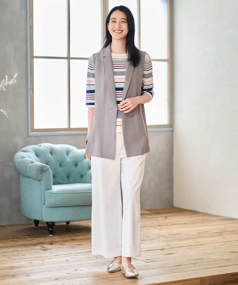 PRLGD31290 CHRISTIAN AUJARD(クリスチャン・オジャール) リネンリラックスワイドパンツ ホワイト