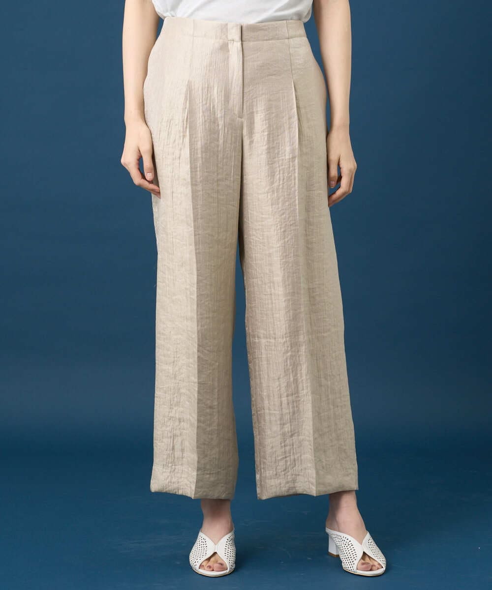 PRLGE14360 CHRISTIAN AUJARD(クリスチャン・オジャール) ワッシャーサテンセミワイドパンツ ベージュ（ゴールド系）