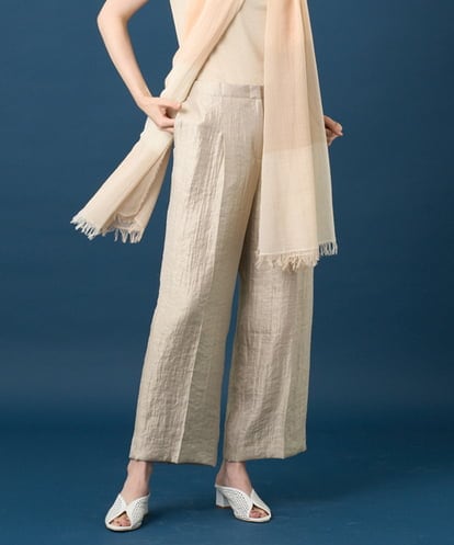 PRLGE14360 CHRISTIAN AUJARD ワッシャーサテンセミワイドパンツ