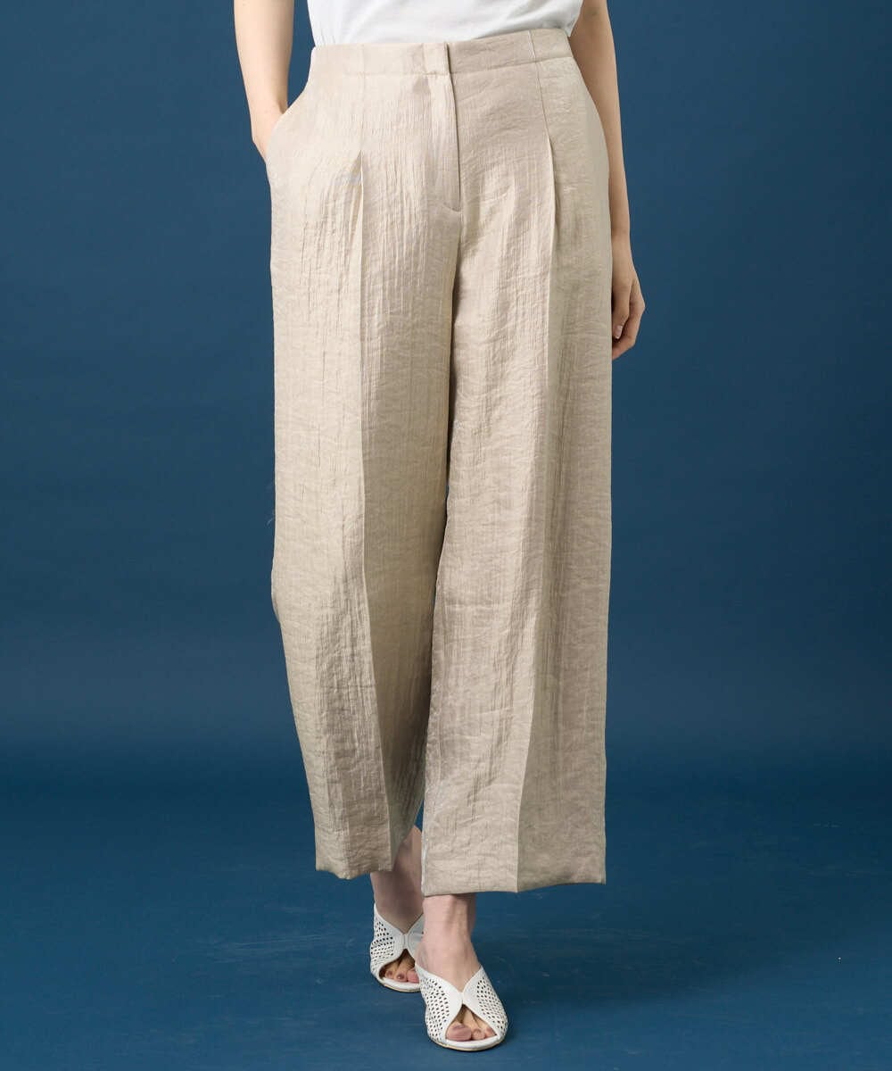 PRLGE14360 CHRISTIAN AUJARD(クリスチャン・オジャール) ワッシャーサテンセミワイドパンツ ベージュ（ゴールド系）