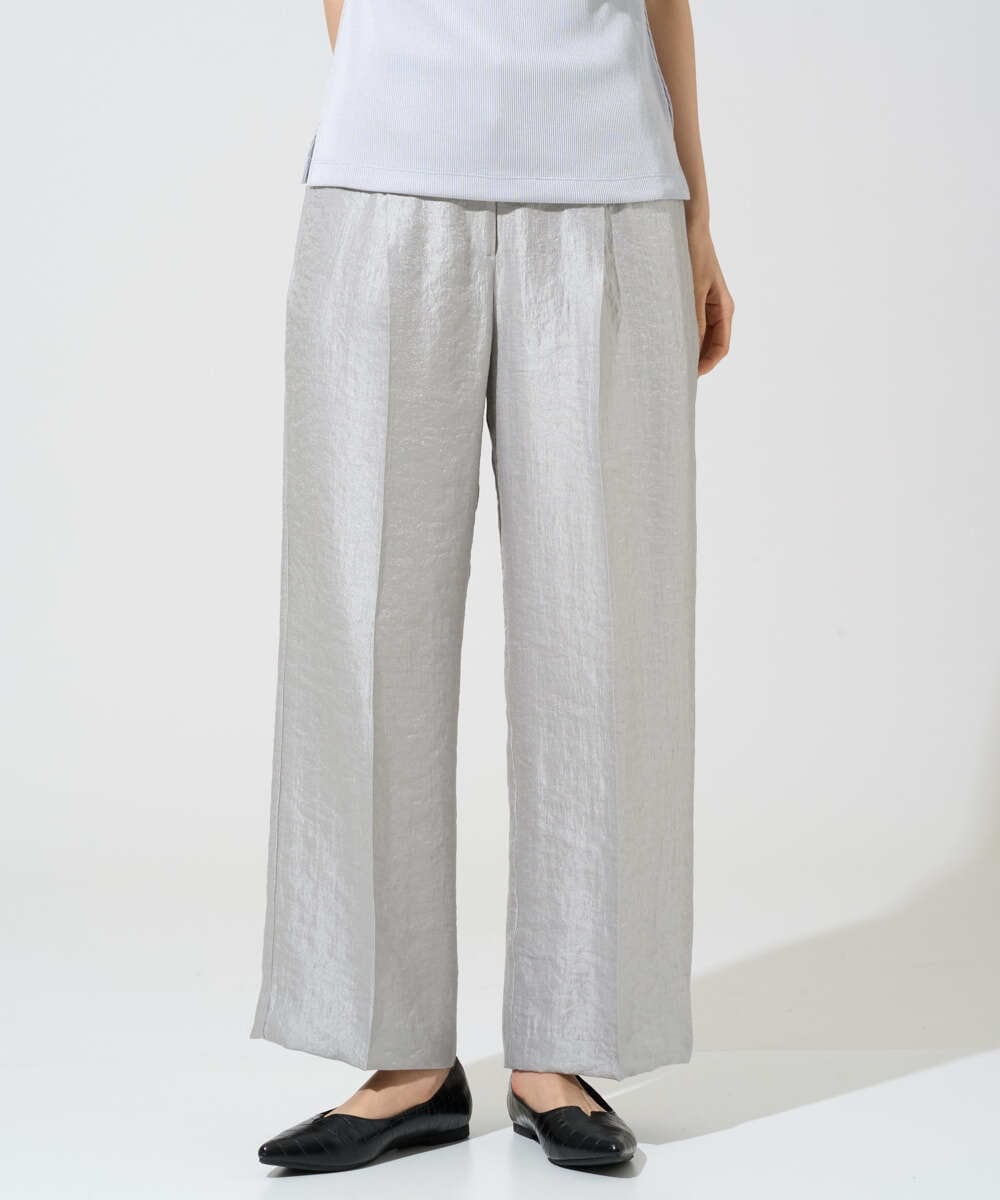 PRLGE14360 CHRISTIAN AUJARD(クリスチャン・オジャール) ワッシャーサテンセミワイドパンツ ライトグレー（シルバー系）