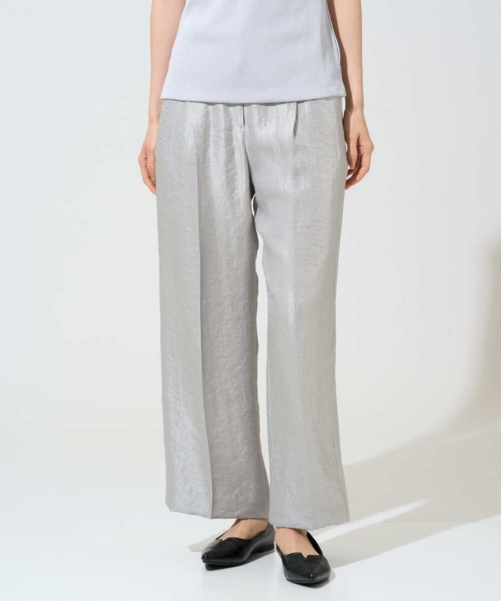 PRLGE14360 CHRISTIAN AUJARD(クリスチャン・オジャール) ワッシャーサテンセミワイドパンツ ライトグレー（シルバー系）