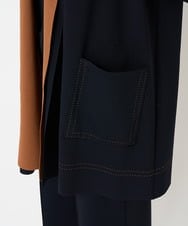 PRSAA15570 CHRISTIAN AUJARD(クリスチャン・オジャール) 配色ニットコーディガン ネイビー×ブラウン