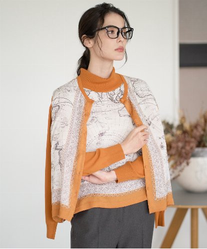 PRSAD32490 CHRISTIAN AUJARD [アンサンブル対応]アートプリントドッキングニットカーディガン