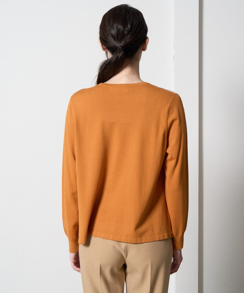 PRSAD32490 CHRISTIAN AUJARD(クリスチャン・オジャール) [アンサンブル対応]アートプリントドッキングニットカーディガン ベージュ×オレンジ