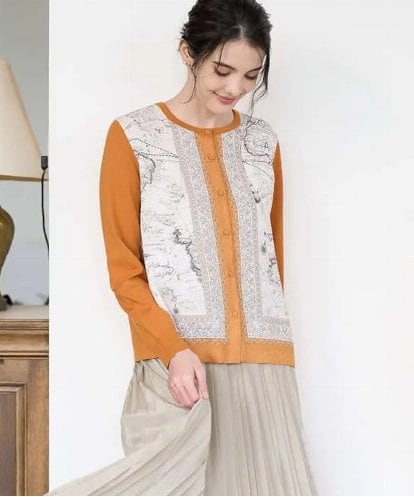 PRSAD32490 CHRISTIAN AUJARD [アンサンブル対応]アートプリントドッキングニットカーディガン