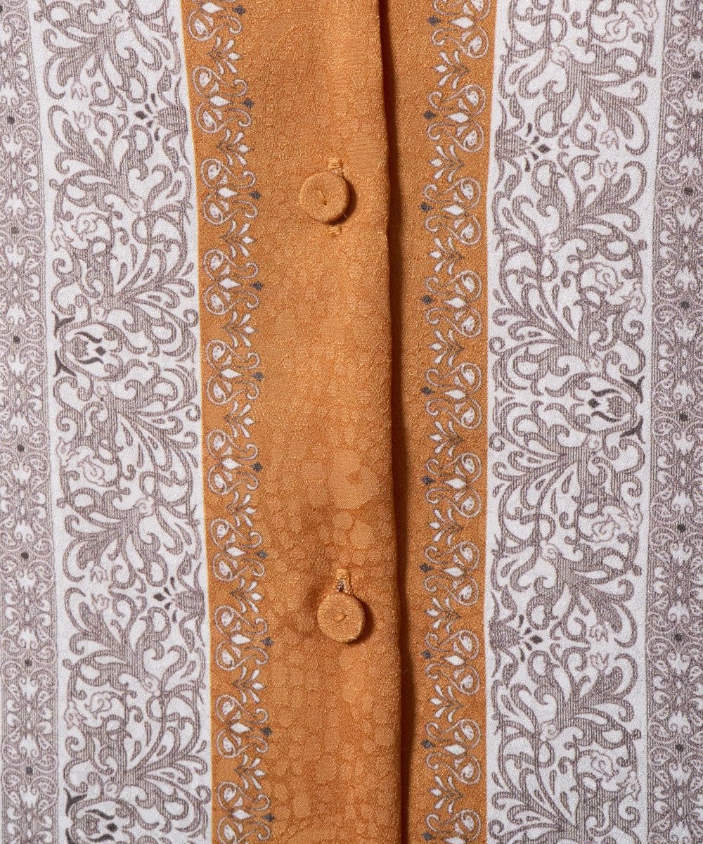 PRSAD32490 CHRISTIAN AUJARD(クリスチャン・オジャール) [アンサンブル対応]アートプリントドッキングニットカーディガン ベージュ×オレンジ