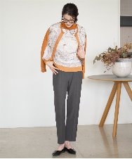 PRSAD32490 CHRISTIAN AUJARD(クリスチャン・オジャール) [アンサンブル対応]アートプリントドッキングニットカーディガン ベージュ×オレンジ