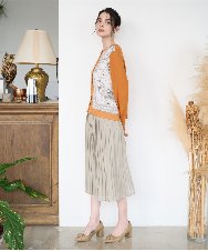 PRSAD32490 CHRISTIAN AUJARD(クリスチャン・オジャール) [アンサンブル対応]アートプリントドッキングニットカーディガン ベージュ×オレンジ