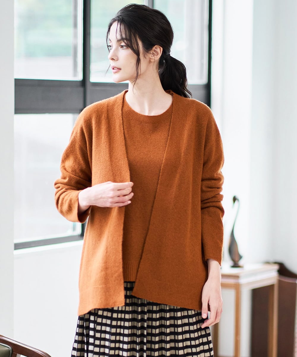 PRSAD37450 CHRISTIAN AUJARD(クリスチャン・オジャール) [アンサンブル対応]カシミヤシルクニットカーディガン オレンジ