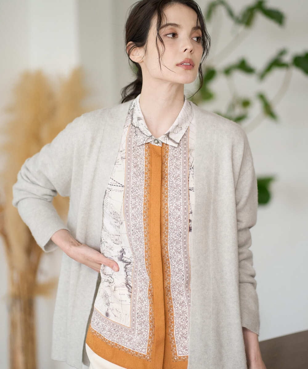 PRSAD37450 CHRISTIAN AUJARD(クリスチャン・オジャール) [アンサンブル対応]カシミヤシルクニットカーディガン ライトグレー