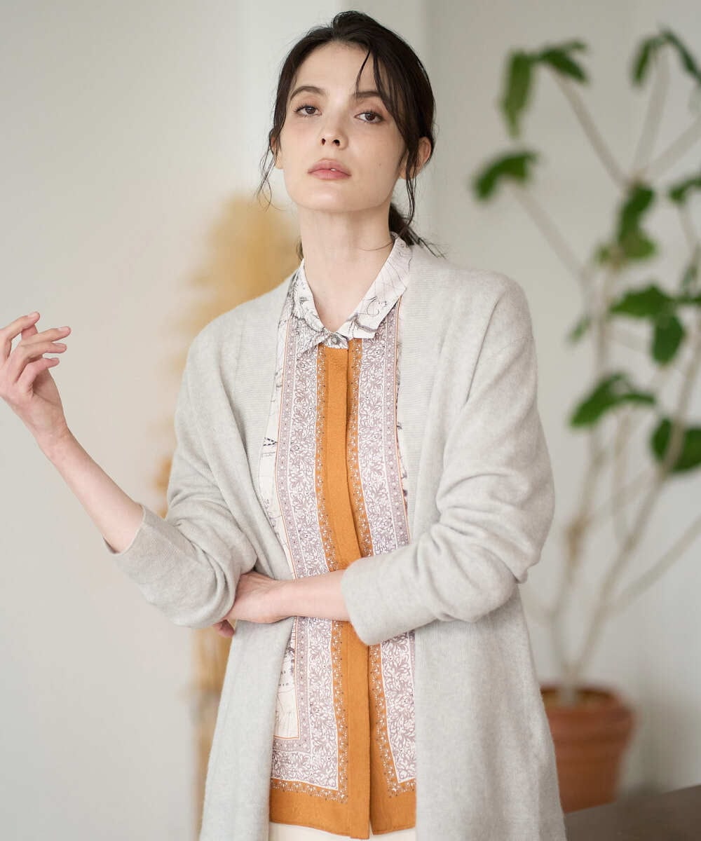 PRSAD37450 CHRISTIAN AUJARD(クリスチャン・オジャール) [アンサンブル対応]カシミヤシルクニットカーディガン ライトグレー