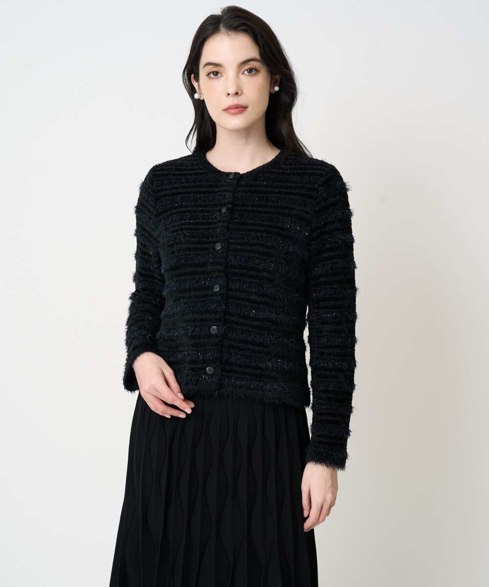 PRSCD01630 CHRISTIAN AUJARD(クリスチャン・オジャール) ファンシーツイードニットジャケット ブラック