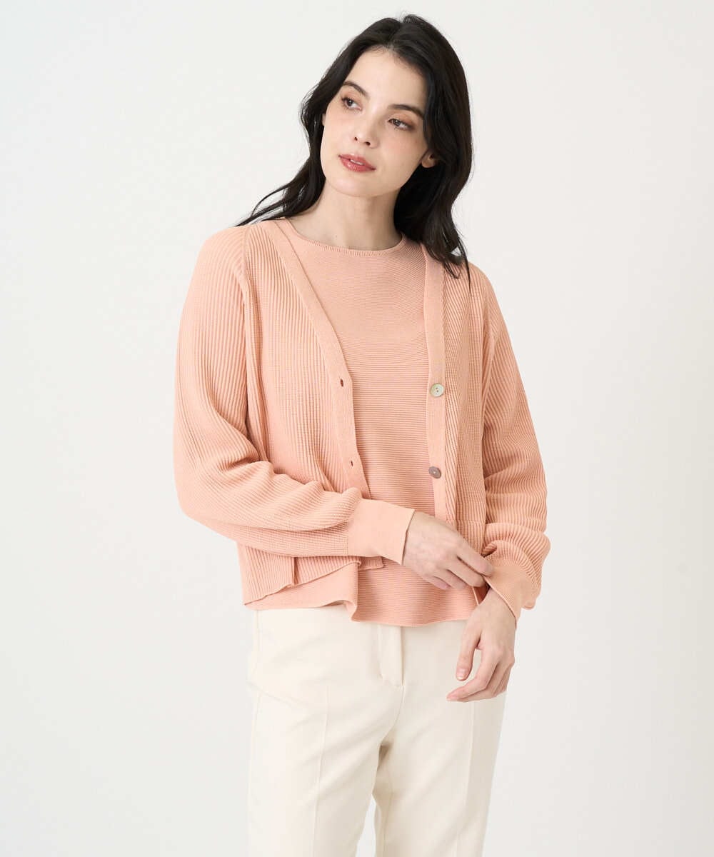 PRSEE02390 CHRISTIAN AUJARD(クリスチャン・オジャール) [アンサンブル対応]ホールガーメントニットカーディガン サーモンピンク