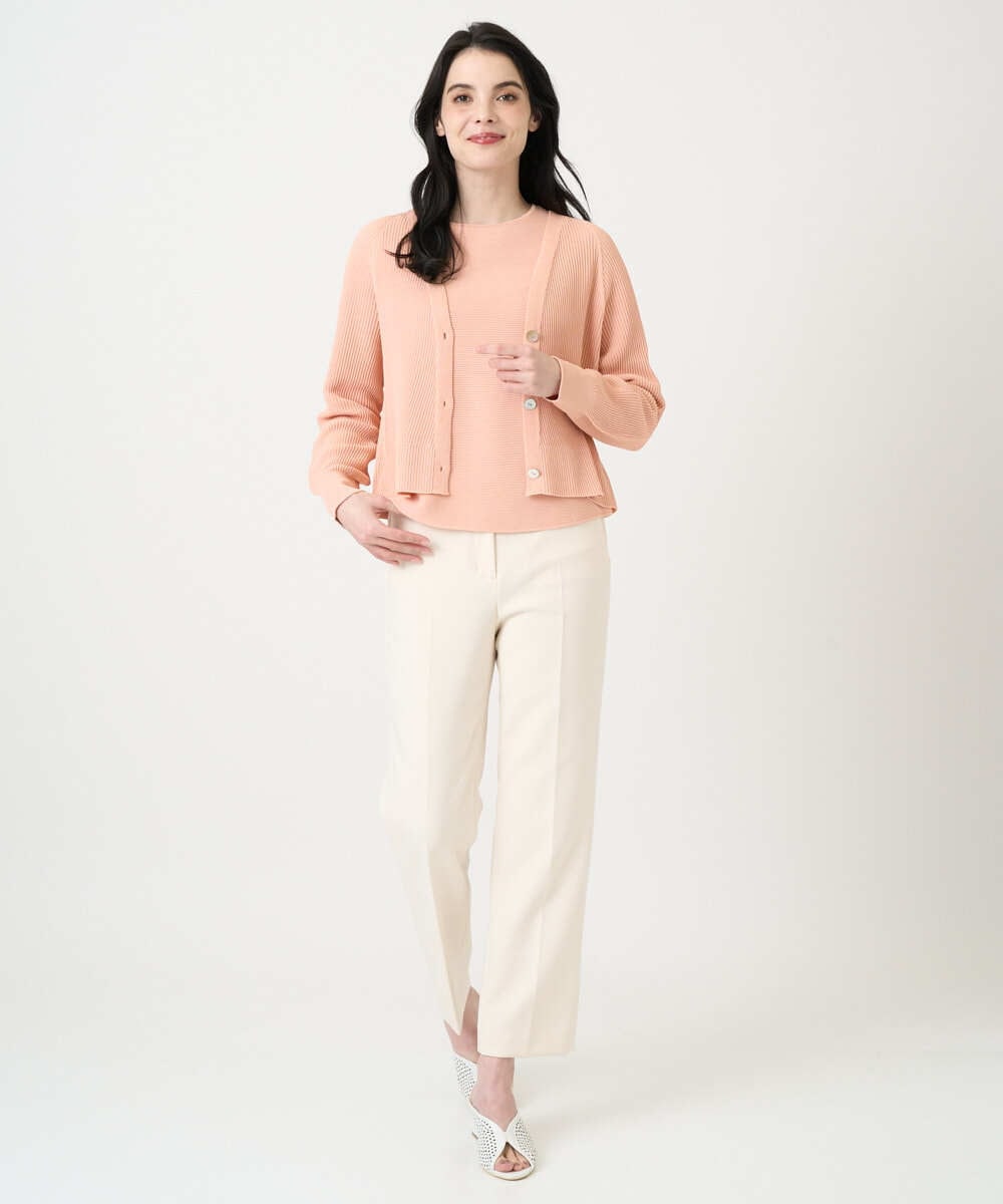 PRSEE02390 CHRISTIAN AUJARD(クリスチャン・オジャール) [アンサンブル対応]ホールガーメントニットカーディガン サーモンピンク