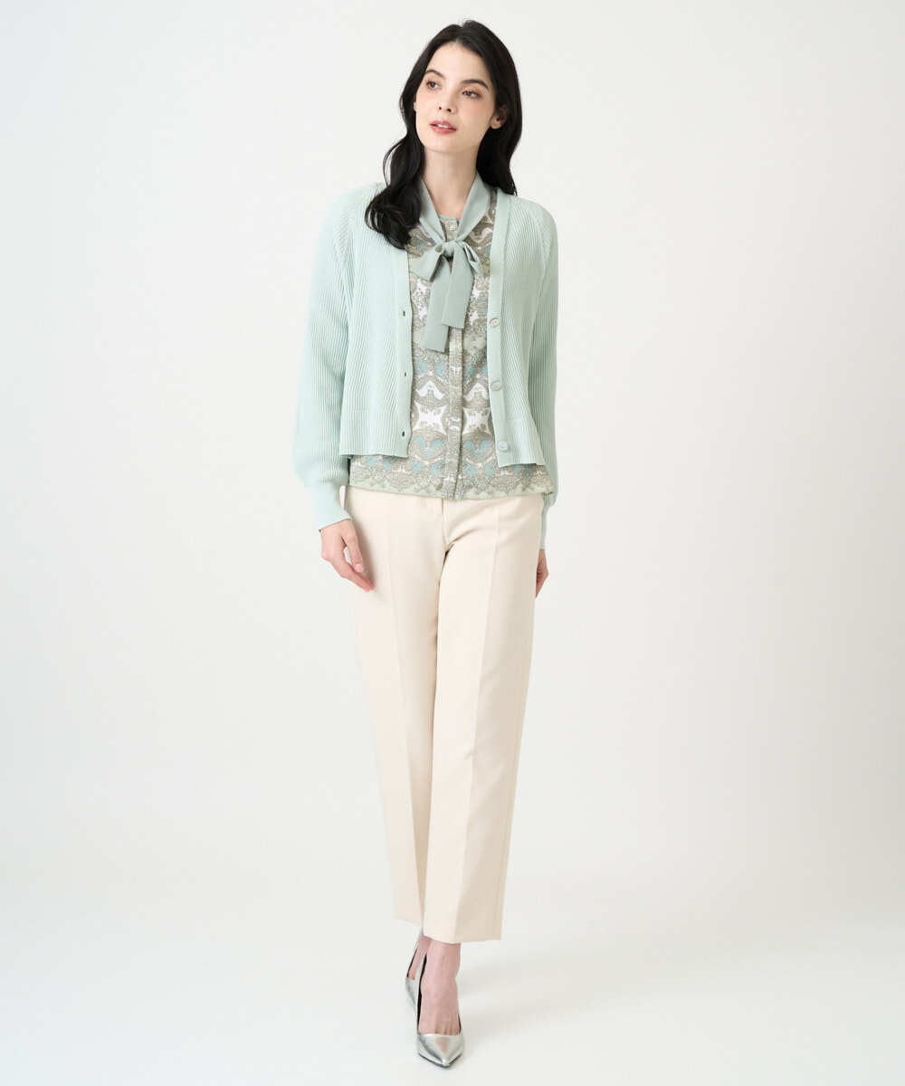 PRSEE02390 CHRISTIAN AUJARD(クリスチャン・オジャール) [アンサンブル対応]ホールガーメントニットカーディガン グリーン